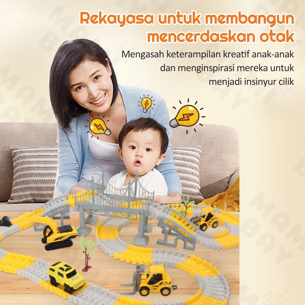 Mamibayi Diy City Truck Mainan Anak Mobil Mobilan Elektrik Mainan Mobil Track Anak Laki Laki