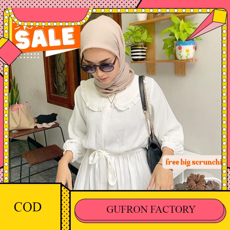 ZAHIDA GAMIS PUTIH MAXI POLOS REMAJA DRESS MUSLIM WANITA BAJU UMROH PUTIH