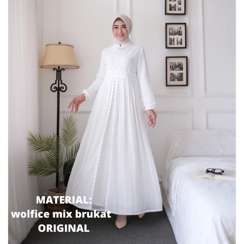 Terbaru ✨ Homedress Muslim Gamis Putih Wanita Brukat Polos Busana Muslim Gamis Mewah 2022 Lebaran Ad