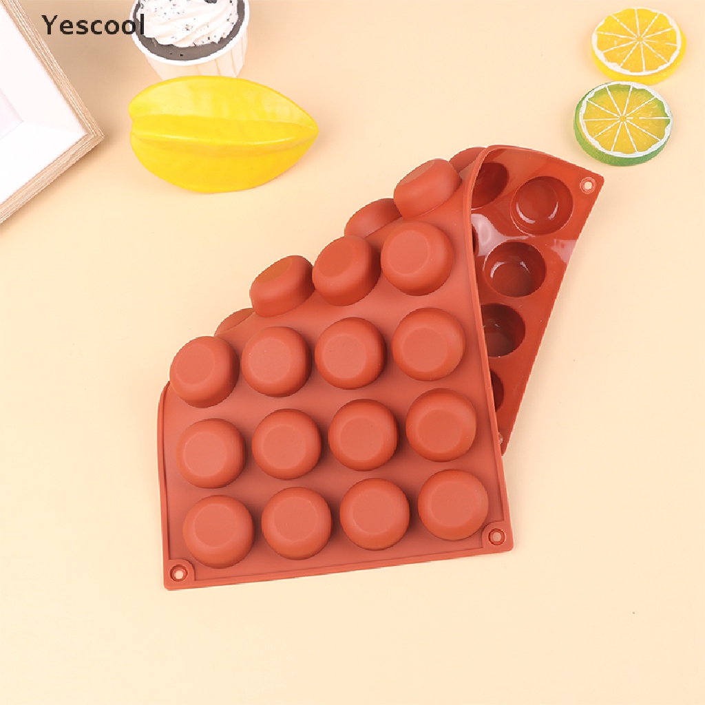 Yescool 1Pc 28rongga Oblate Bentuk Bulat Cetakan Silikon Kue Mousse Tools Baking Mould ID