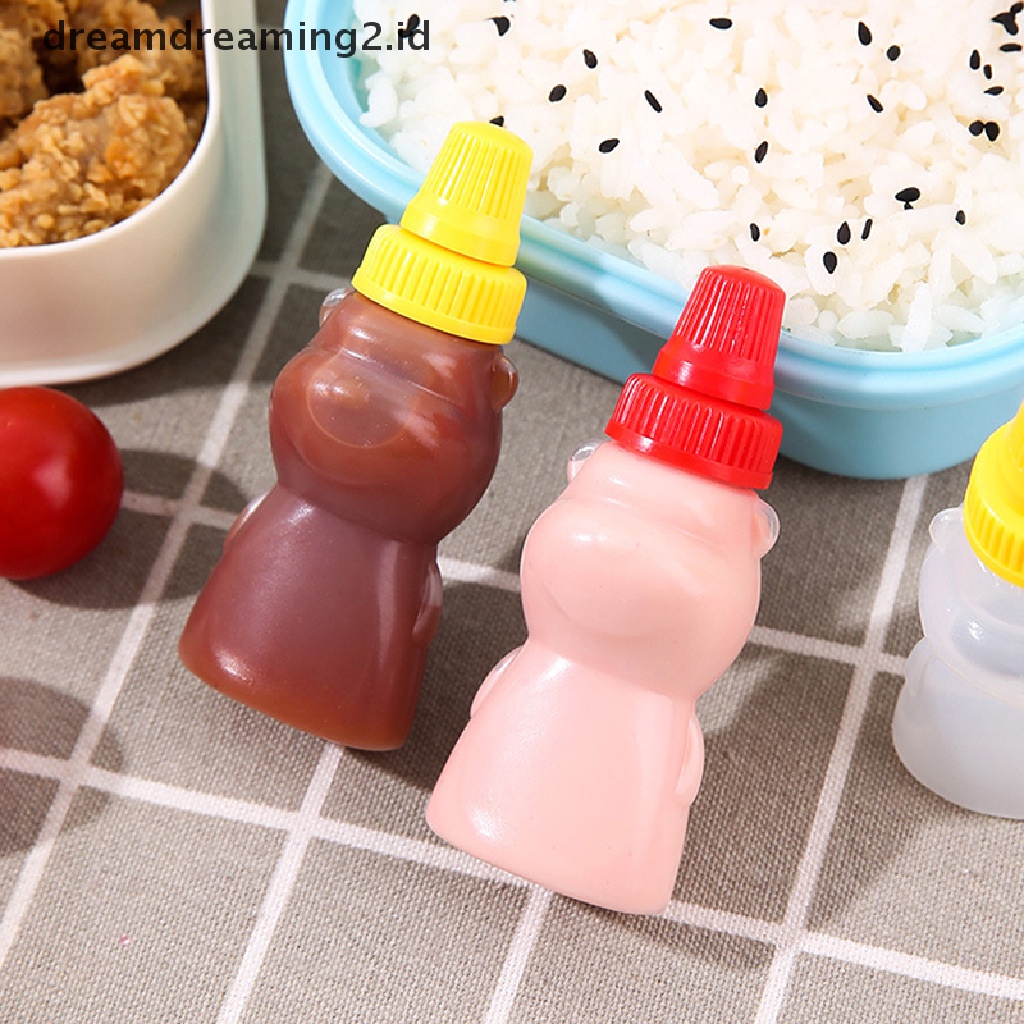 (hot) 2pcs/pack Botol Bumbu Beruang Mini Wadah Saus Salad Kecap Portable//