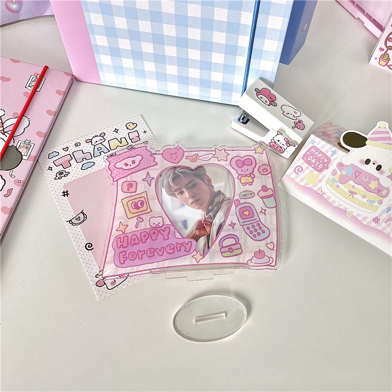 Acrylic Creative Pink Photocard Frame/Stand for Idol Friends Photocard 3inch Insert Foto Card Holder