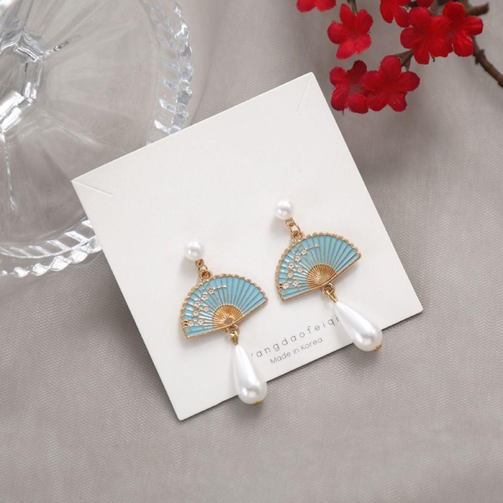 Needway Anting Gaya Cina Geometri Retro Kipas Rumbai Unik Klasik Perempuan Menjuntai Earrings