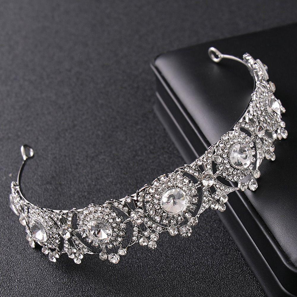 Needway Tiara Berlian Aksesoris Rambut Pernikahan Elegan Untuk Gadis Untuk Pengantin Kepala Untuk Putri Baroque Untuk Wanita Korea Style Tiara