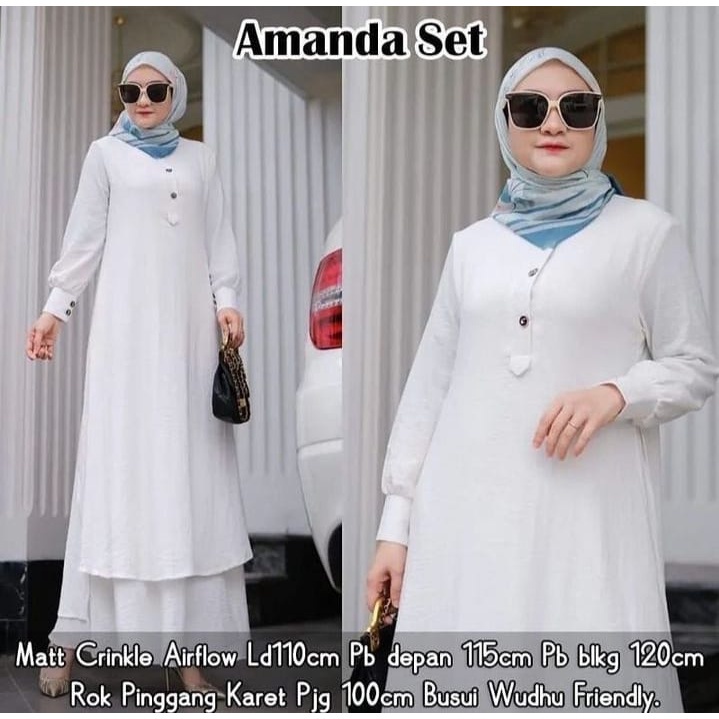 GAMIS STORE - Amanda One Set Matt Cringkle Airflow Polos Basic Fit To XL Besar OOTD Setelan Wanita Muslim Premium