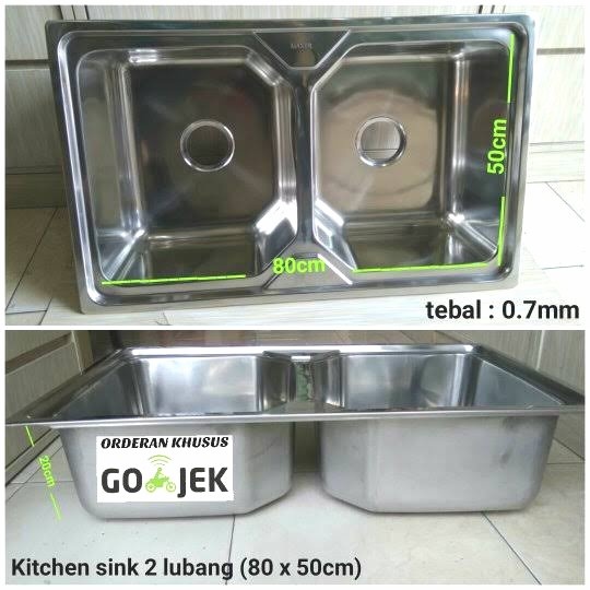 kitchen Sink Bak Cuci Piring Techno Sink 2 Lubang 80cm x 50cm Stainles - Body Only