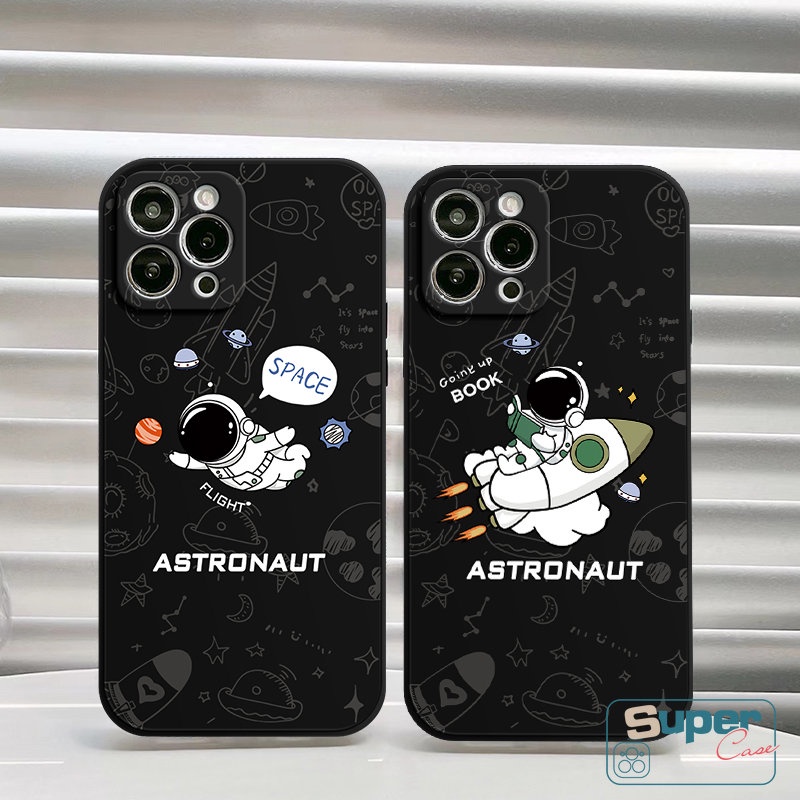 Kartun Indah Astronot Luar Angkasa Casing Realme C33 C20 C15 C30 10 9 9i 8pro 8i 8 5i 6i 7 C12 C35 C31 C25Y C25s C21Y C25 C11 10 C21 C3 5 7i C17 Cute NASA Soft Straight Edge Case