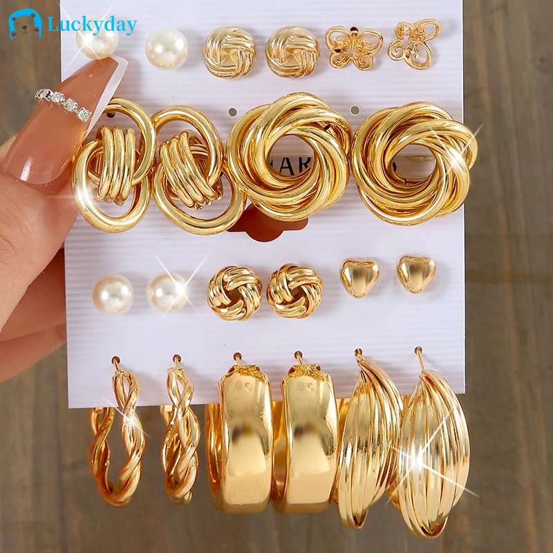 Yeezii Vintage Mutiara Emas Perak Anting Hoop Elegan Drop Minyak Kupu-Kupu Geometris Memutar Bebek Lucu Jamur Anting Set Untuk Wanita Perhiasan Aksesoris