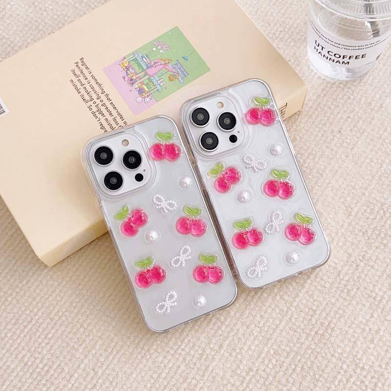 Casing Ponsel Epoxy Buah 3D Lucu Untuk iPhone 14 13 12 11 Pro MAX Plus Mini Glitter Bening Lembut Silicone Cover Musim Panas Shell Untuk iPhone X XS MAX XR 7 8 Plus SE 2022 2020