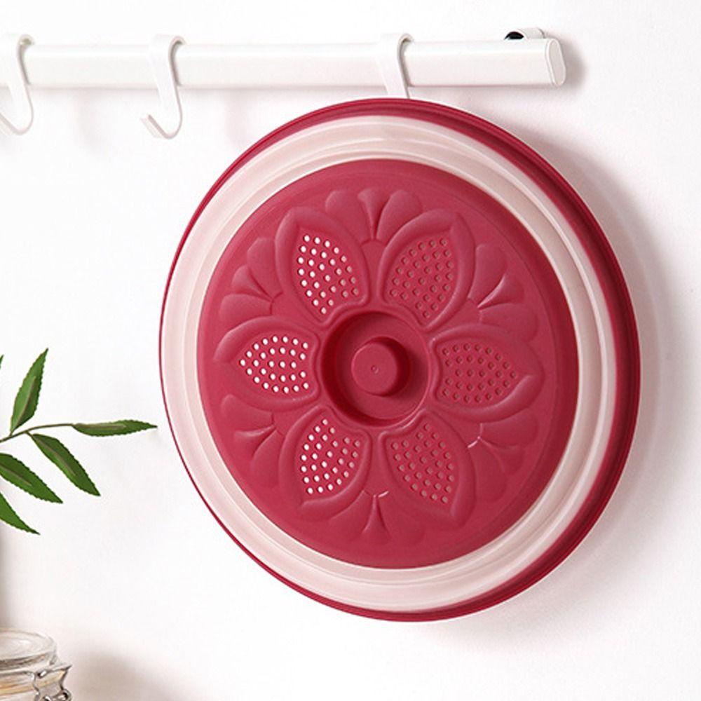 R-FLOWER Food Cover Foldable Round Dish Dessert Storage Tray Tempat Display Buah Kue Roti Piring Penutup Makanan Tahan Debu