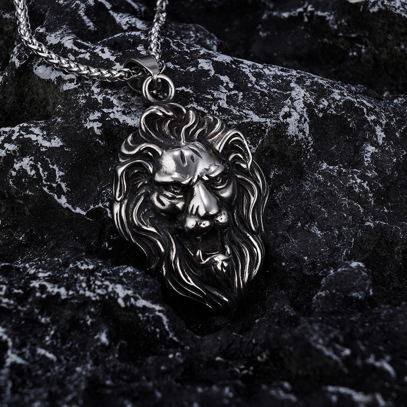 [Z H Perhiasan] Vintage Lion Hip Hop Liontin Fashion Pria Dan Wanita Anti Karat Kalung Punk Pesta Rock Baja Titanium Perhiasan Aksesoris