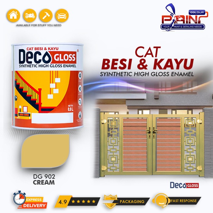 Cat Besi dan kayu DECOGLOSS Synthetic High Gloss CREAM 0.9L