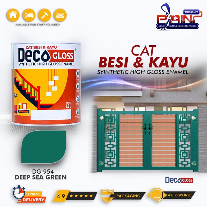 Cat Besi dan kayu DECOGLOSS Synthetic High Gloss DEEP SEA GREEN 0.9L