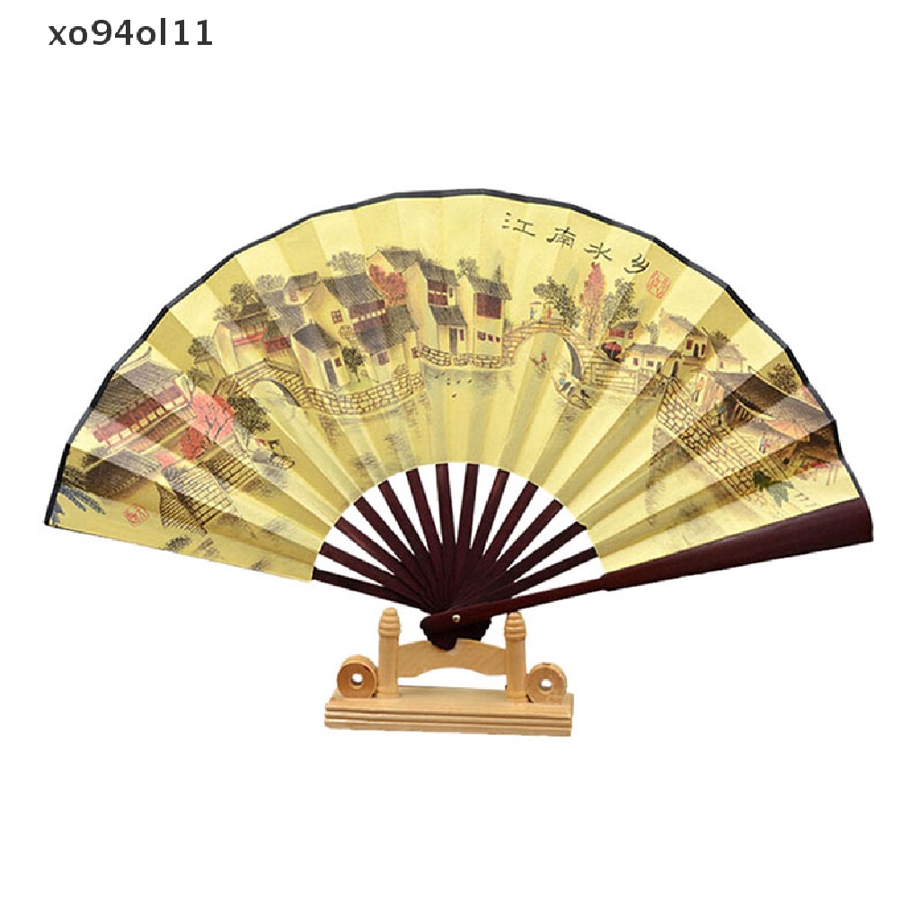 Xo 1pcs Kipas Angin Lipat Imlek Chinese Paing Pattern Polyester Fan Style Random OL