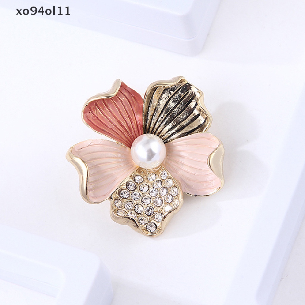 Xo Fashion Kristal Berlian Imitasi Mutiara Bunga Bros Pin Wanita Gadis Anti-exposure Brooch OL