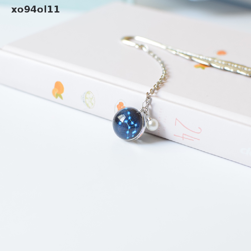 Xo Noctilucent 12rasi Bookmark Bola Liontin Tanda Buku Logam Pasokan Sekolah OL