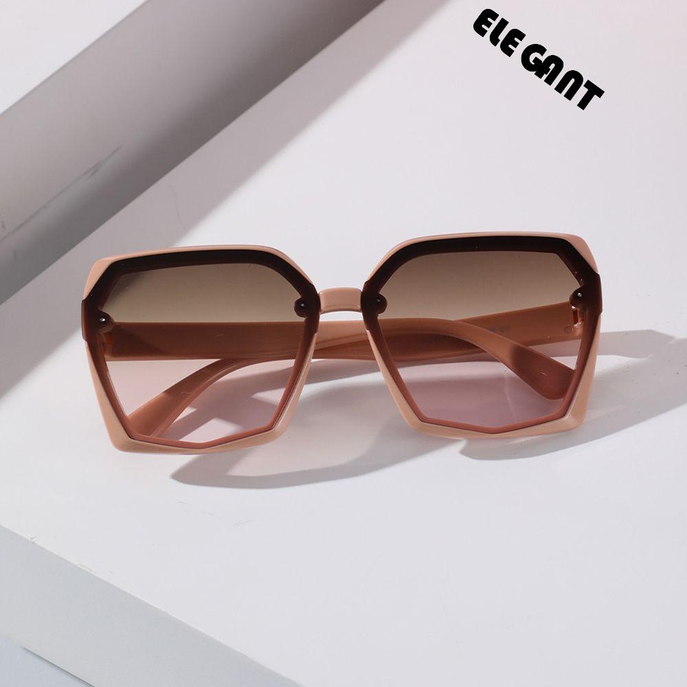 [Elegan] Wanita Kacamata Hitam Street Wear Temperamen Bingkai Besar Fashion Retro Spectacles Pelindung Mata Poligon Sunglasses