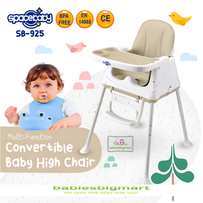 Kursi Makan Bayi SB 925 Spacebaby Chair 6IN1 Dengan Roda Multifunction Booster Space Baby Terbaru