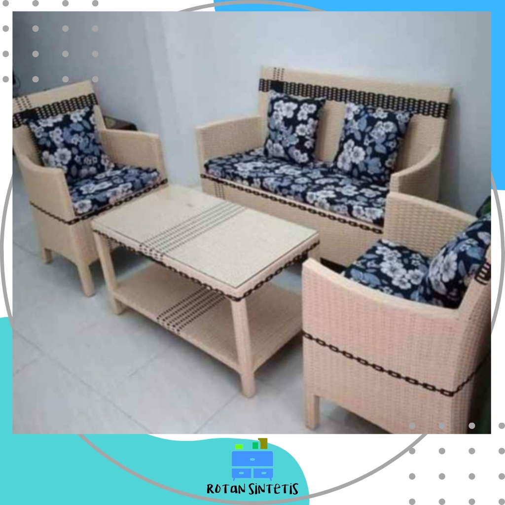 Kursi Sofa Tamu Hawai Rotan Sintetis
