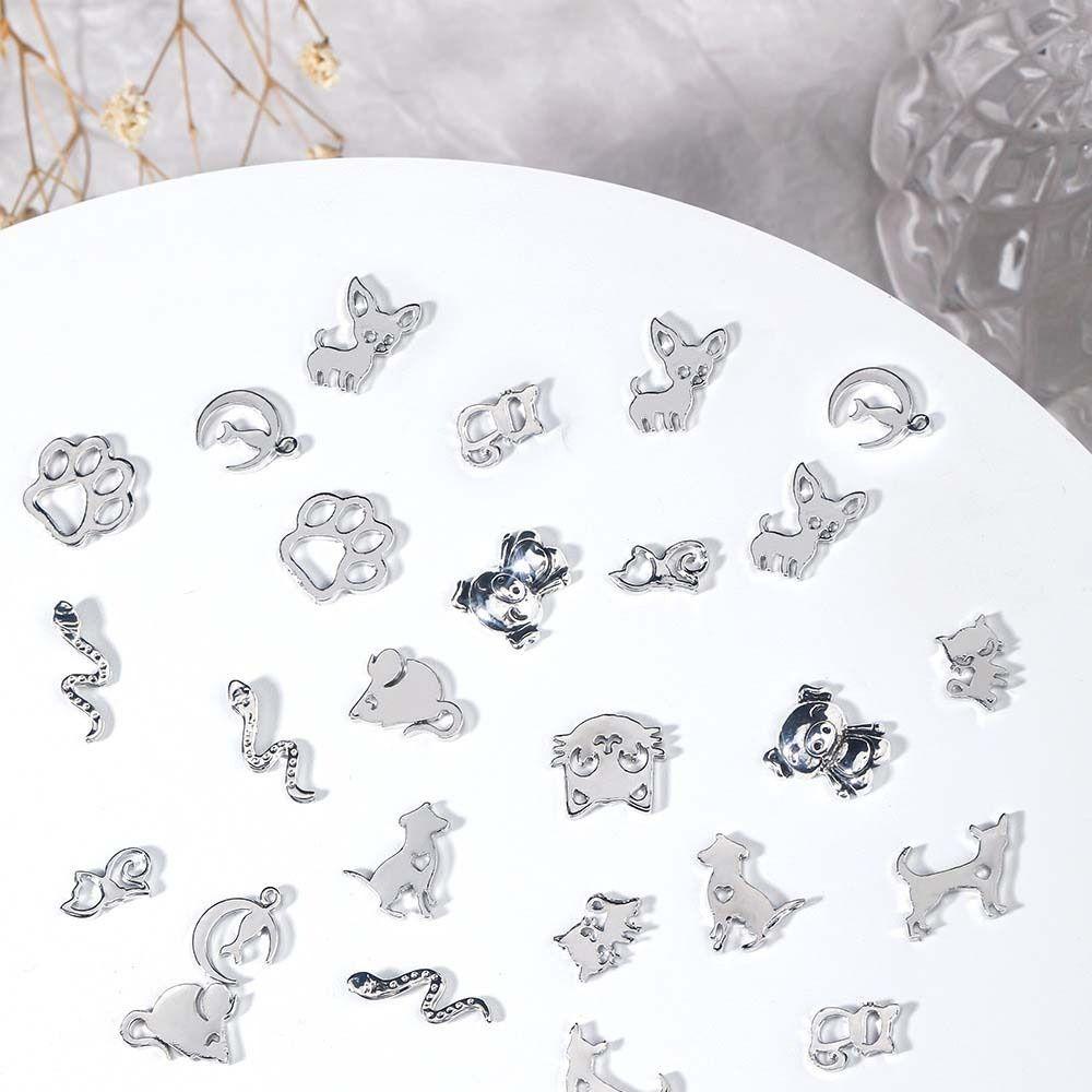 AUGUSTINA Agustina Hewan Dekorasi Kuku Wanita Anjing Kucing Manicure Aksesoris Hollow Logam Alloy Hewan Metal Nail Art Drills