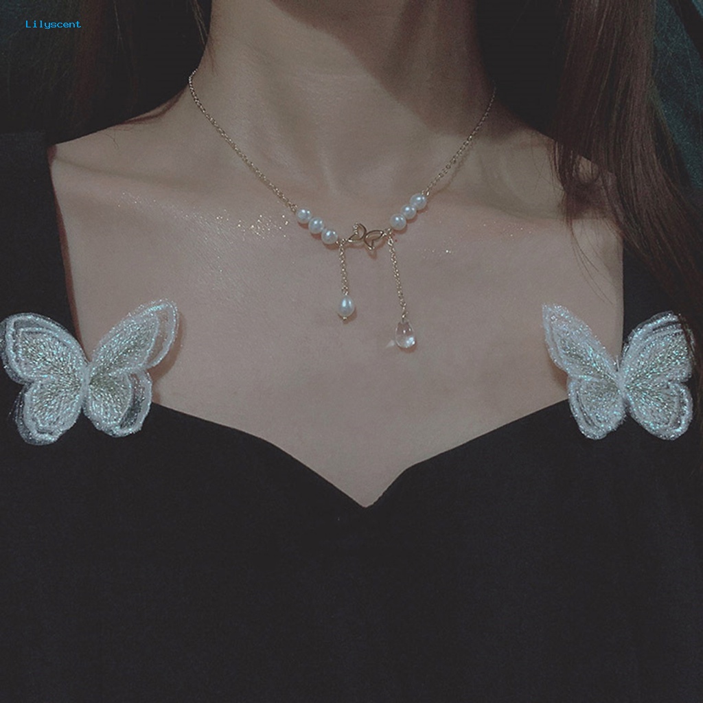 Lilyscent Warna Emas Kupu-Kupu Kalung Perhiasan Hadiah Wanita Butterfly Choker Necklace Anti Luntur