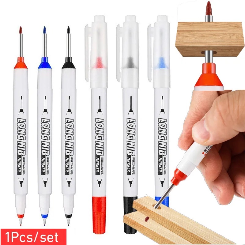 20mm Lubang Dalam Dipanjangkan Spidol Kepala Panjang Double Pen Deep Hole Marker Pen Serbaguna Logam Berlubang Alat Dekorasi Arsitek