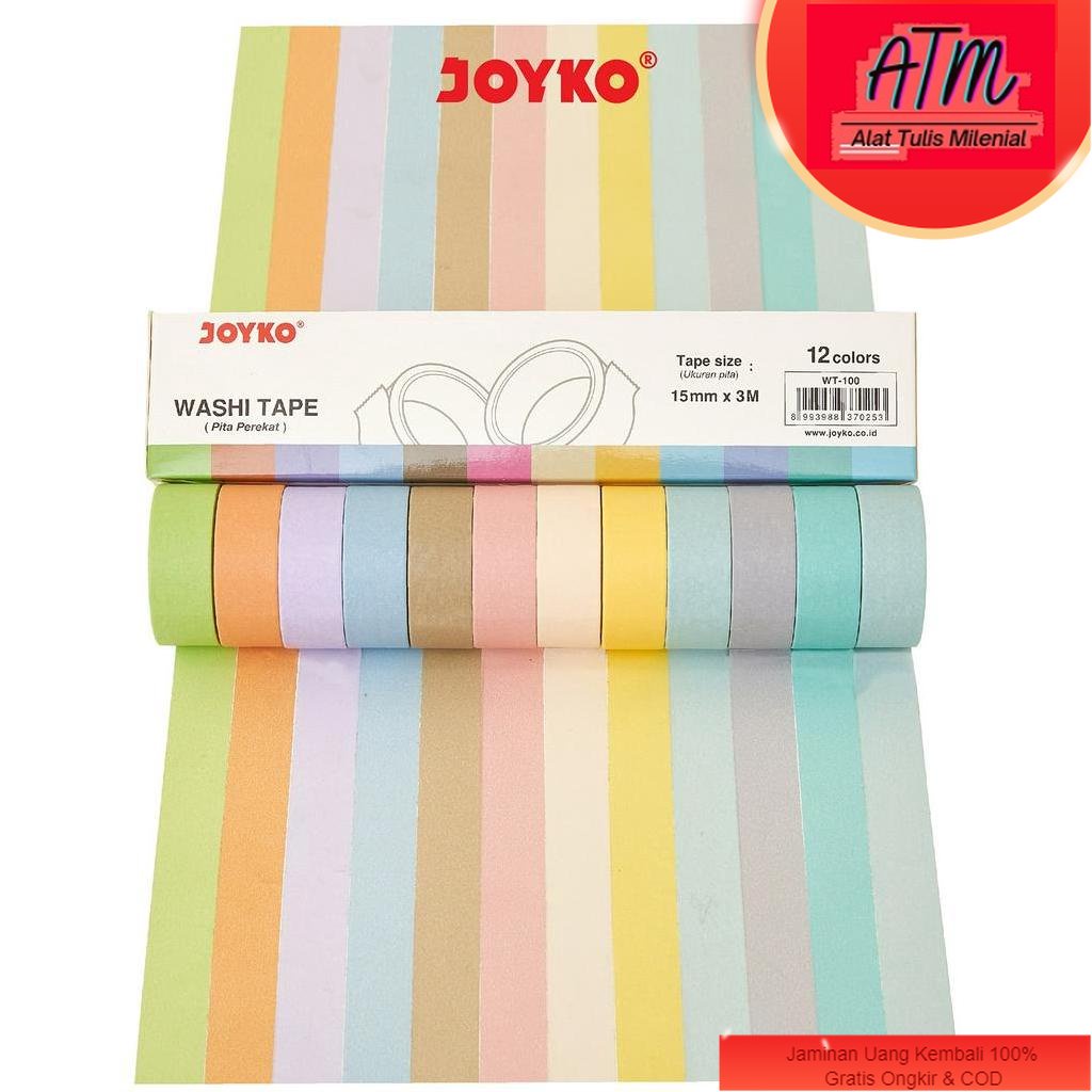 

Washi Tape Pita Perekat Selotip Kertas Warna Joyko WT-100 15 mm x 3 M