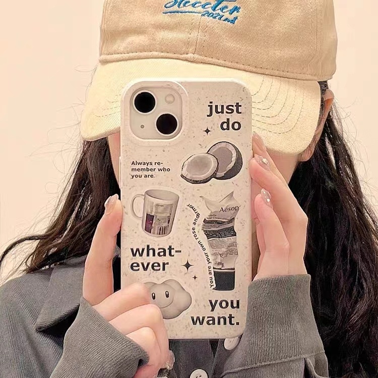 IPHONE Casing Ponsel Iphone11 ins Bahan Ramah Lingkungan Perlindungan Kamera Cocok Untuk Iphone14 13 12 14Plus Pro MAX 7 8Plus X XR XS MAX SE 12mini 13mini Model Empat Sudut Shockproof