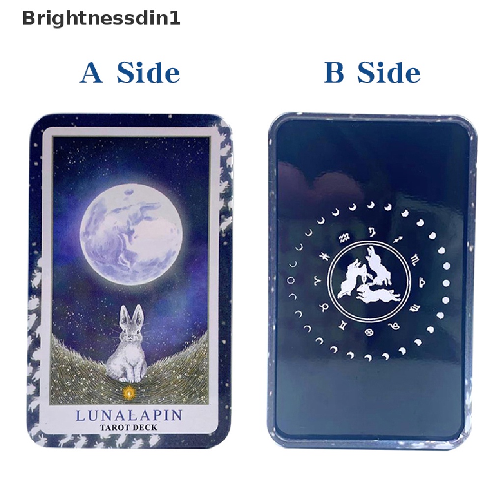 [Brightnessdin1] Kartu Tarot Lunalapin Kotak Besi Ramalan Deck Kartu Permainan Pesta w/Butik Manual