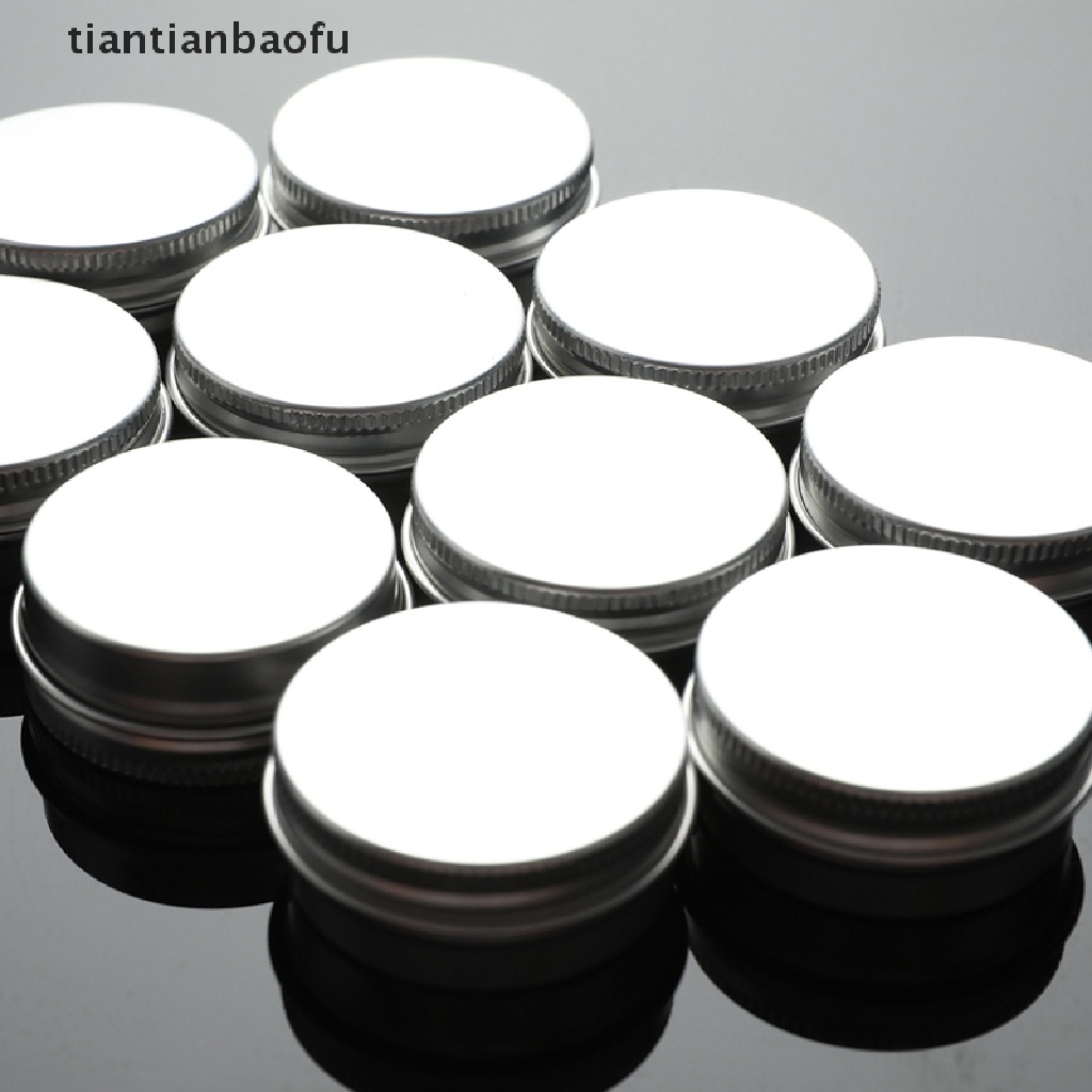 [tiantianbaofu] 10pcs Toples Kaleng Aluminium 15ML Untuk Cream Balm Kuku Wadah Kosmetik Kotak Butik