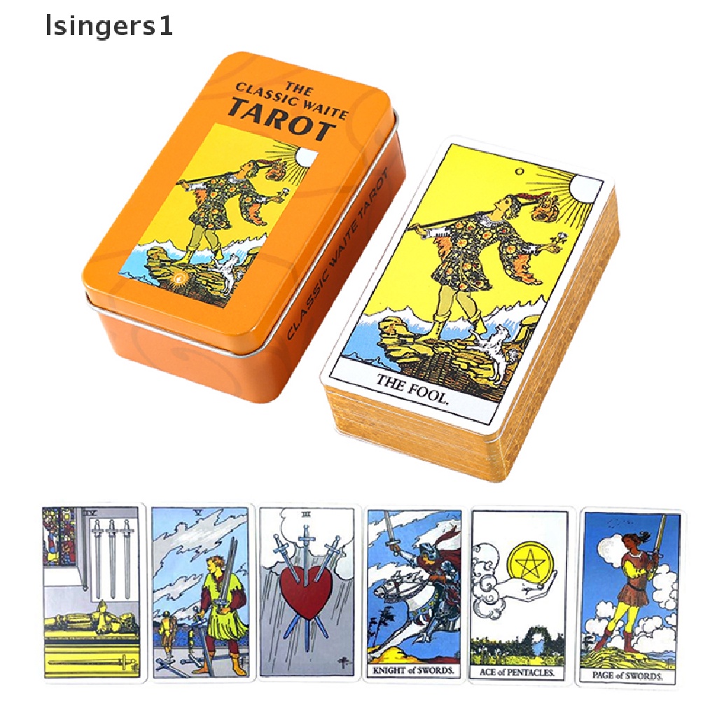 [lsingers1] Kotak Besi Rider Waite Tarot Card Ramuan Ramalan Deck Party Game w/Manual Boutique