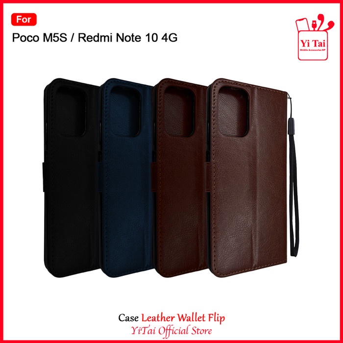 YITAI YC34 Case Leather Wallet Flip Poco M5S Redmi Note 10 4G