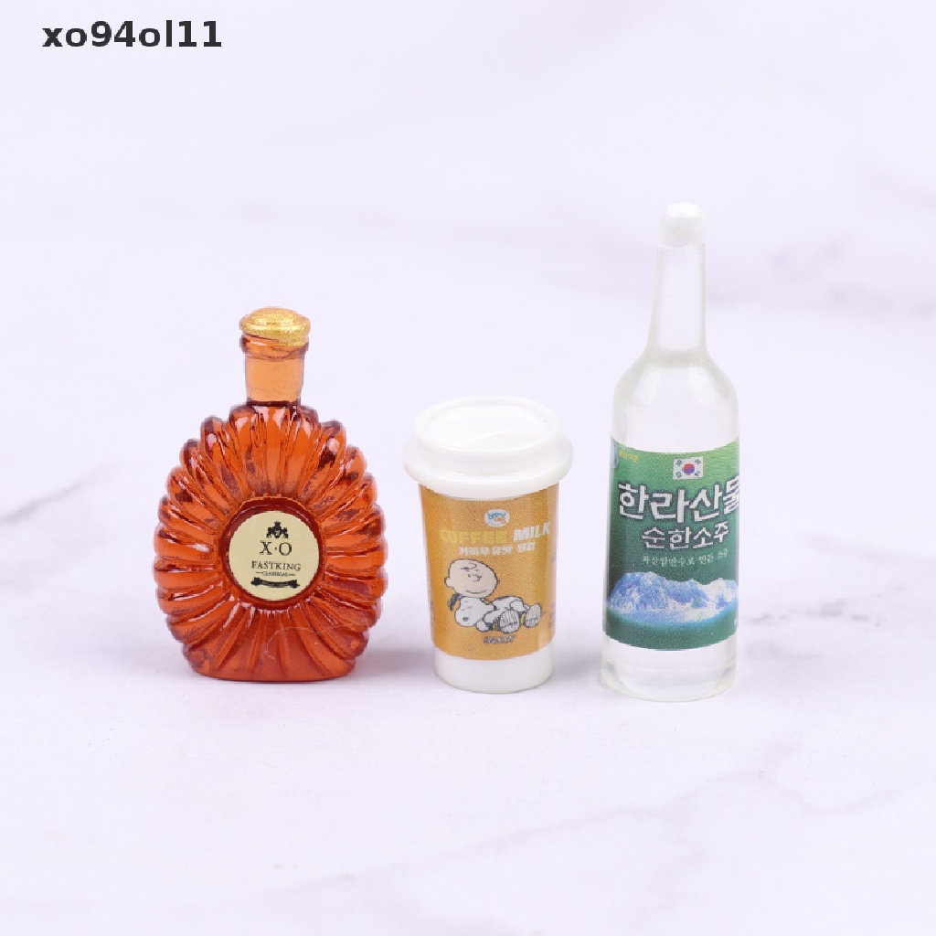 Xo1per12rumah Boneka Menenun Keranjang Penyimpanan Rumah Boneka Piknik Minuman Anggur Set Dekorasi OL