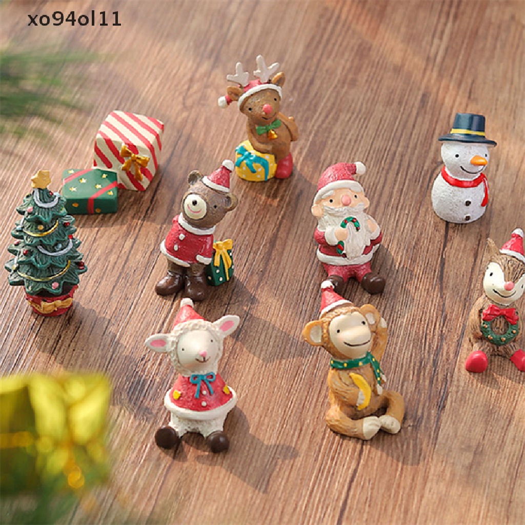 Xo Pohon Natal Elk Mini Hewan Pernak Pernik Dekorasi Kamar Resin Christmas Gift OL