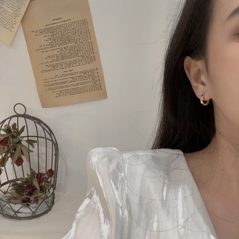 Kami Bunga Korea S925 Perak Glossy Geometris Hoop Earrings Untuk Wanita Gadis Minimalis Polos Lingkaran Bulat Anting-Anting Sederhana Fashion Telinga Perhiasan Hadiah