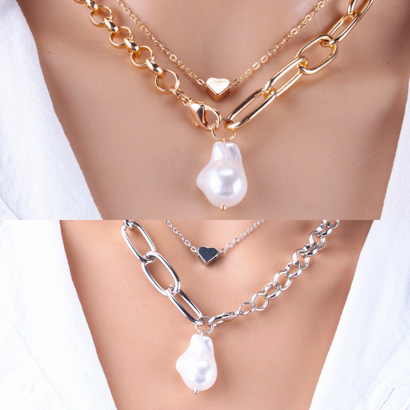2pcs/set Goth Baroque Pearl Coin Portrait Pendant Kalung Untuk Wanita Vintage Multi Layer Link Chain Necklace Punk Jewelry