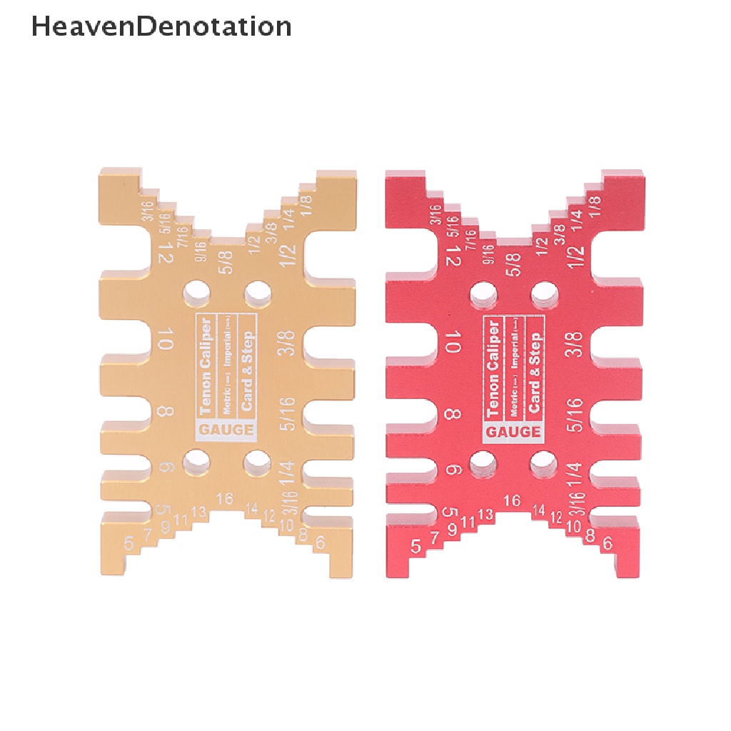 [HeavenDenotation] Woodworking Tenon Caliper Pengukur Penggaris Presisi Tinggi Metric Imperial Card HDV