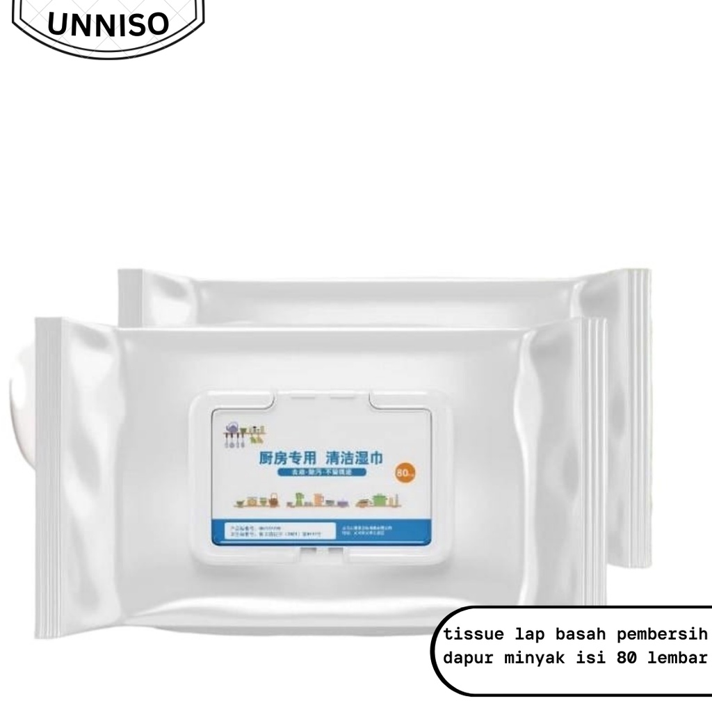 UNNISO - Tissue Lap Basah Pembersih Dapur Minyak Isi 80 Lembar