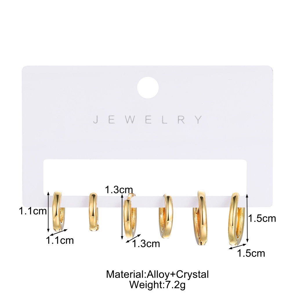 Ifyou Set Anting Hoop Zirkon Vintage Elegan Anting Emas Sederhana Untuk Wanita Fashion Aksesoris Perhiasan