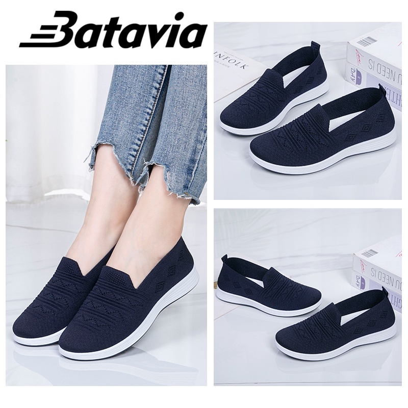 Batavia Sepatu Wanita Flat Anyaman Terbang Grosir Import Terbaru Original Sepatu Ibu Sepatu Sekolah Sepatu Wanita A167