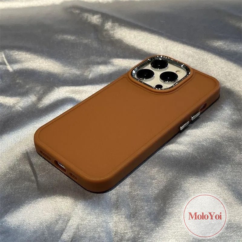 IPHONE Casing Ponsel Persegi Plating Mewah Kompatibel Untuk Iphone11 7plus 8plus XR 13 14 11 12 Pro MAX X XS MAX Macaron Warna Permen Sederhana Warna Solid Lembut Tpu Cover