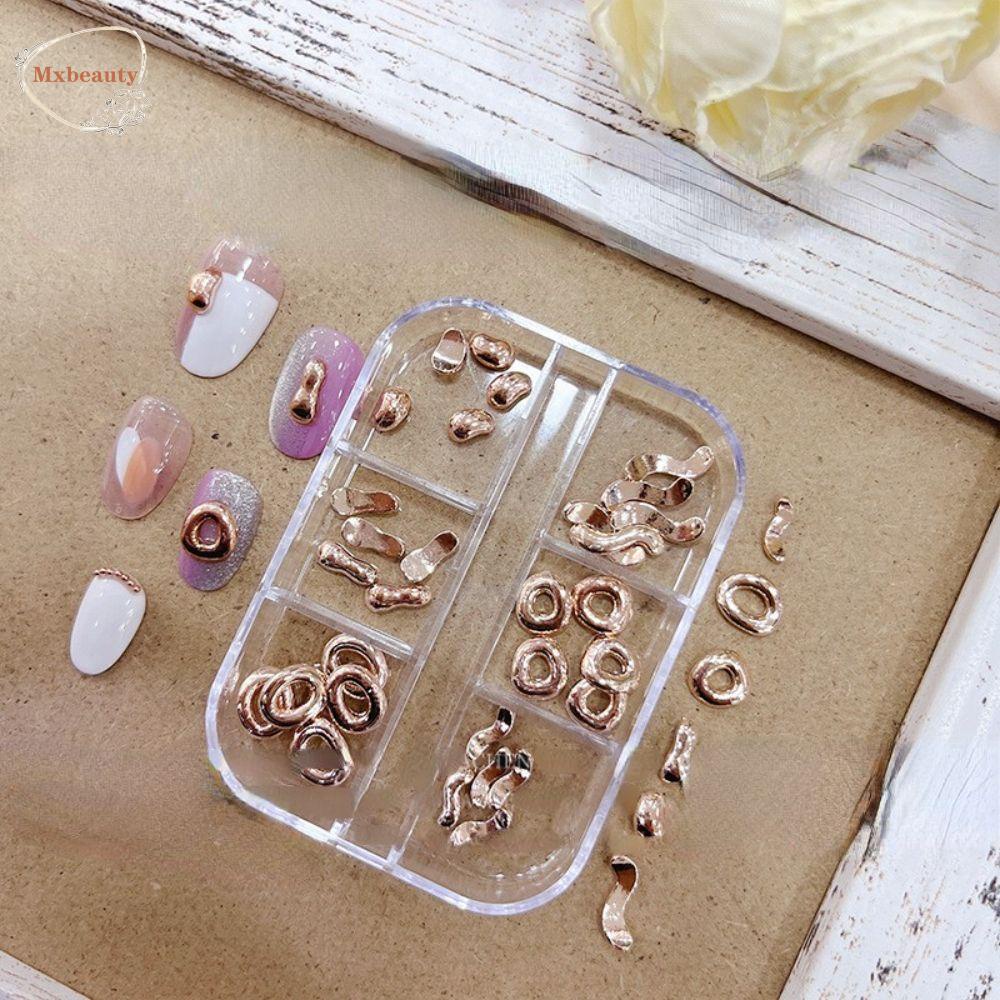 Mxbeauty Nail Art Charms 30pcs/box Emas Perak Salon Kuku Pasokan Logam Alloy 3D Perhiasan Kuku