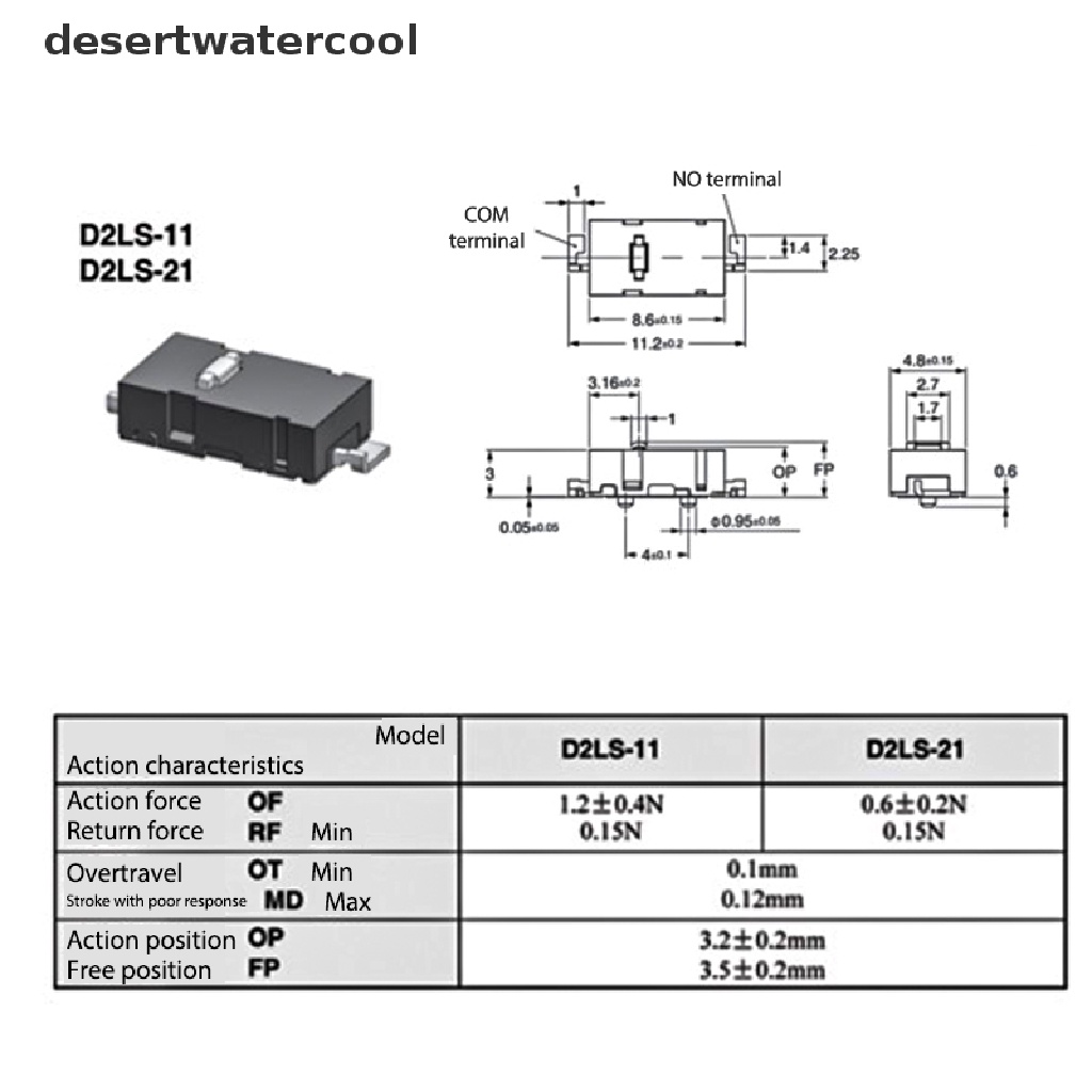 Deid 2Pcs Omron Mouse Micro Switch D2LS-21 D2LS-11 Untuk Kemana Saja MX Logitech M905 G903 Martijn