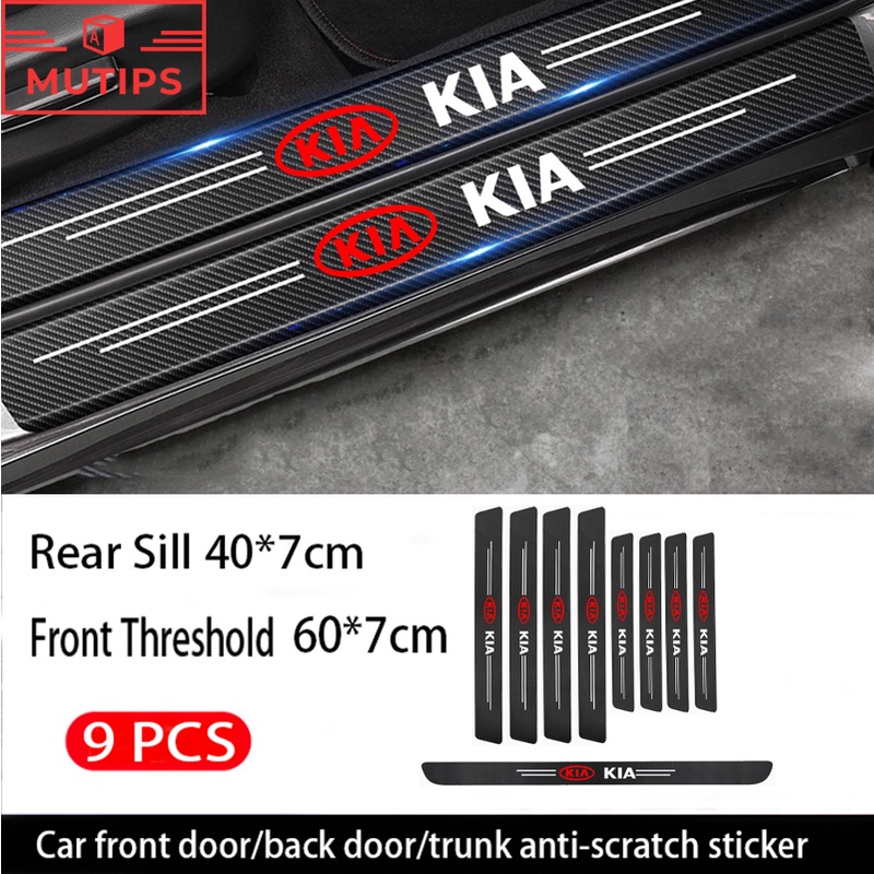 Kia 9Pcs Stiker Pintu Mobil Carbon Fiber Sill Protection Auto Anti Gores Anti Slip Untuk Rio Picanto Seltos Carens Sonet Sportage Sorento Grand Carnival Sedona