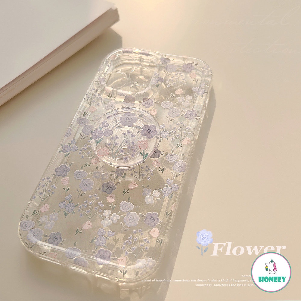 IPHONE Musim Semi Musim Panas Bunga Romantis Braket Transparan Casing Ponsel Untuk Iphone14 13 12 11 Pro Max14 Plus Case Lucu Manis Soft Cover