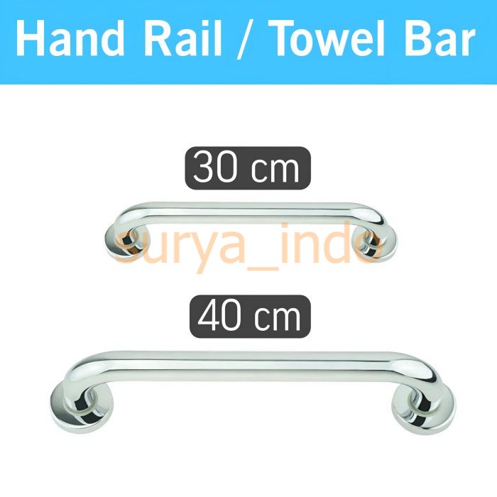 PEGANGAN KAMAR MANDI 30 CM 40 CM STAINLESS HANDRAIL BAR HANDLE BATHTUB