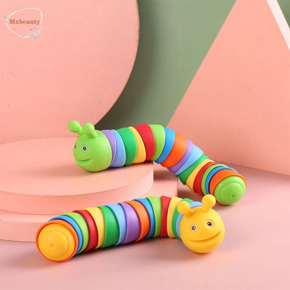 Mxbeauty Mainan Ulat Pelangi Edukasi Rainbow Interaktif Relief Toys Degree Rotatable Broad Games Rotating Toys