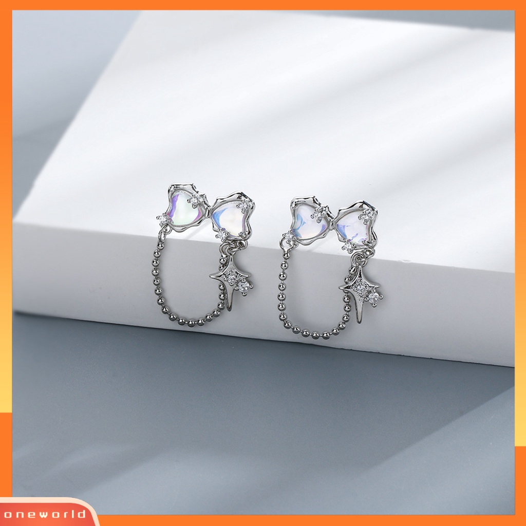 [EONE] 1 Pc Wanita Menjuntai Anting Busur Cubic Zirconia Sparkling Dress Up Perhiasan Manis Rumbai Bintang Stud Anting-Anting Gadis Hadiah