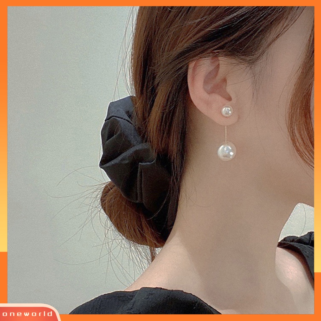 [EONE] 1pasang Menjuntai Anting Elegan Telinga Dekorasi Tindik Temperamen Mutiara Imitasi Panjang Rumbai Stud Earrings Aksesoris Fashion