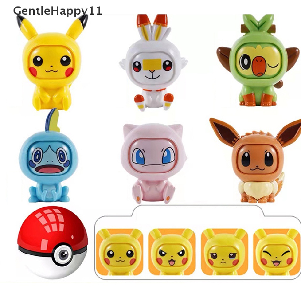 Gentlehappy Pokemon Pokeball Face Change Figure Balls Model Pikachu Anime Action Figure Mainan id